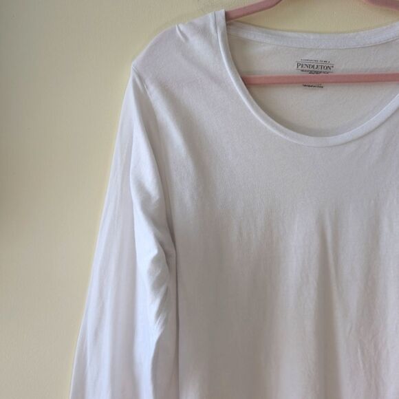 Pendleton Plus Size Long Sleeve White Scoop Neck Tee XXL - Picture 4 of 5
